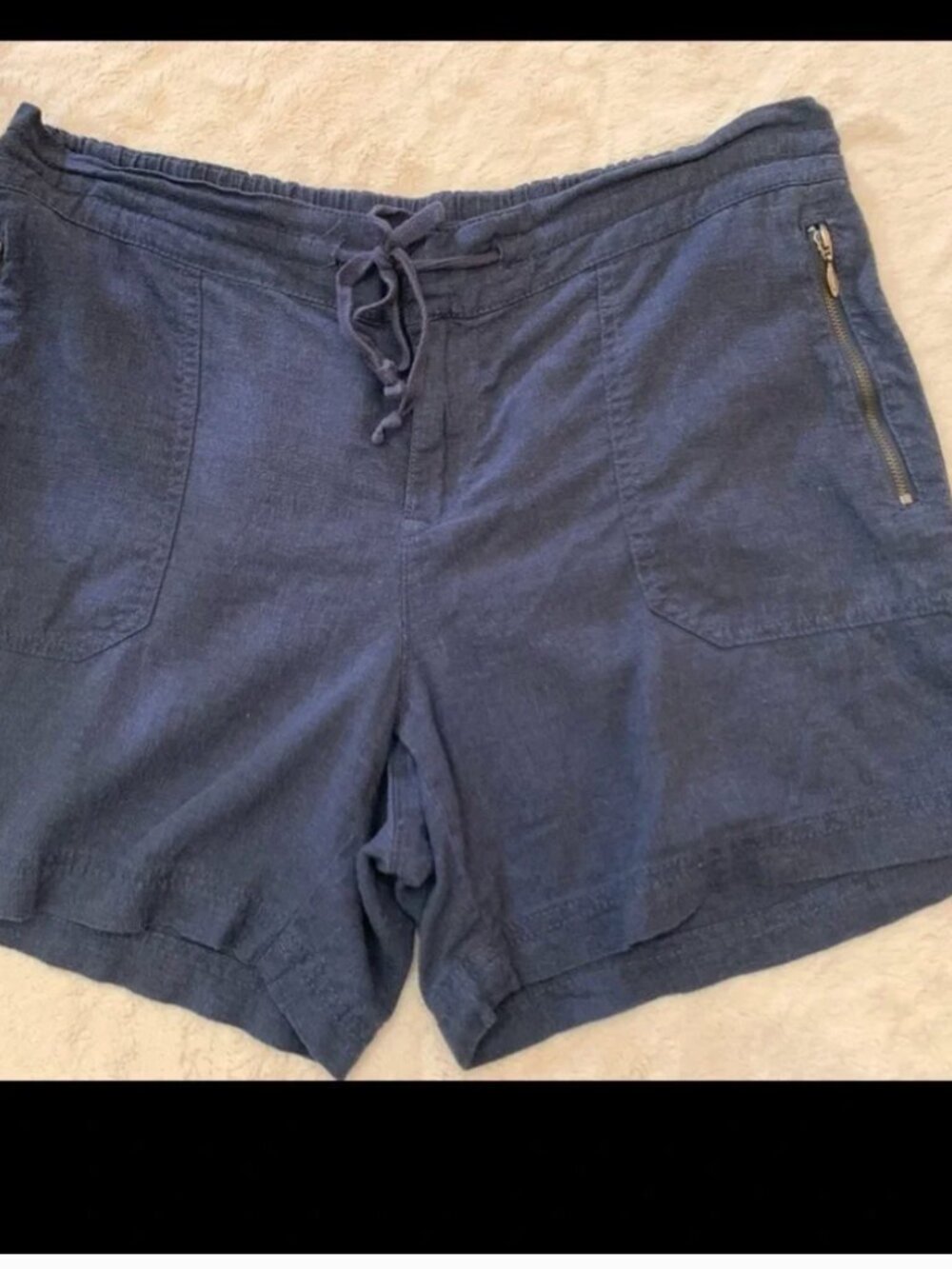 SUPPLIES Linen Blend Shorts zip up drawstring w/ Zip Pockets Blue Sz 12